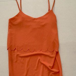 ASOS Petite US 0 2 XS ORANGE Scalloped Dress